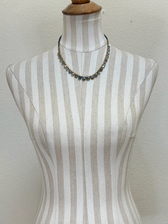 MANJUSHA Labradorite Oval & Pear Bead Necklace