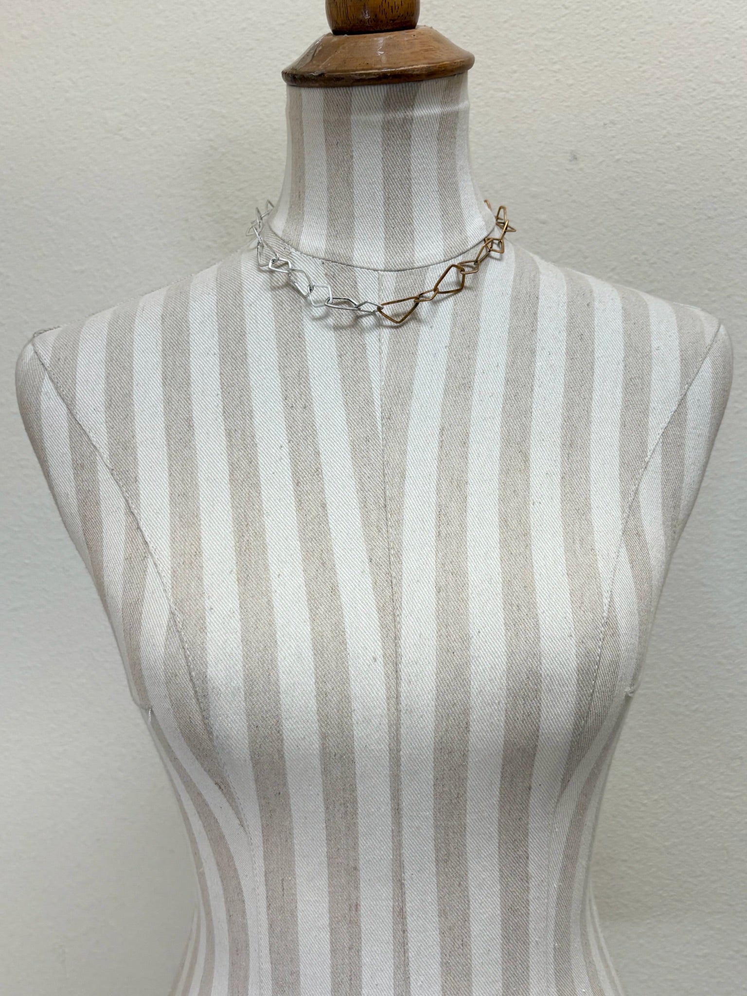 MANJUSHA Silver Gold Odd Shaped Cable Chain Necklace - N5301