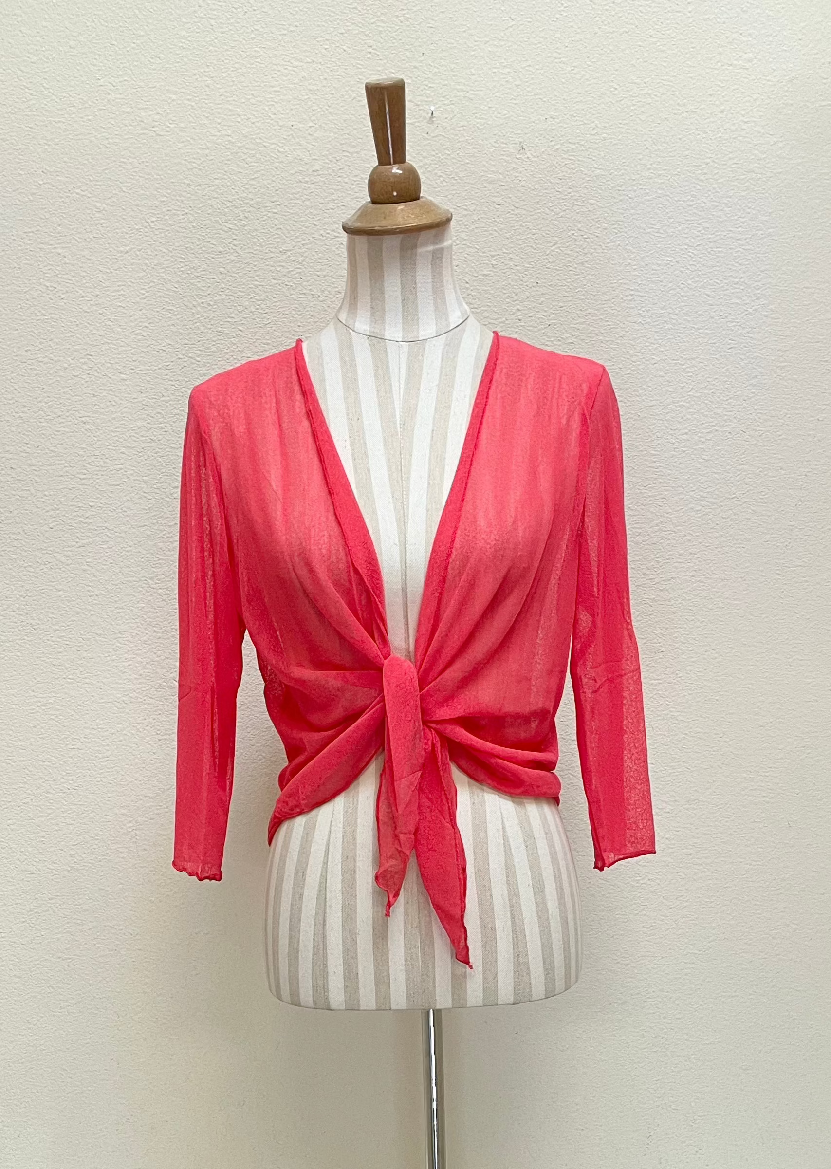 Creation by Lady Liberty Mesh Cardigan Bolero - A513 - CORAL