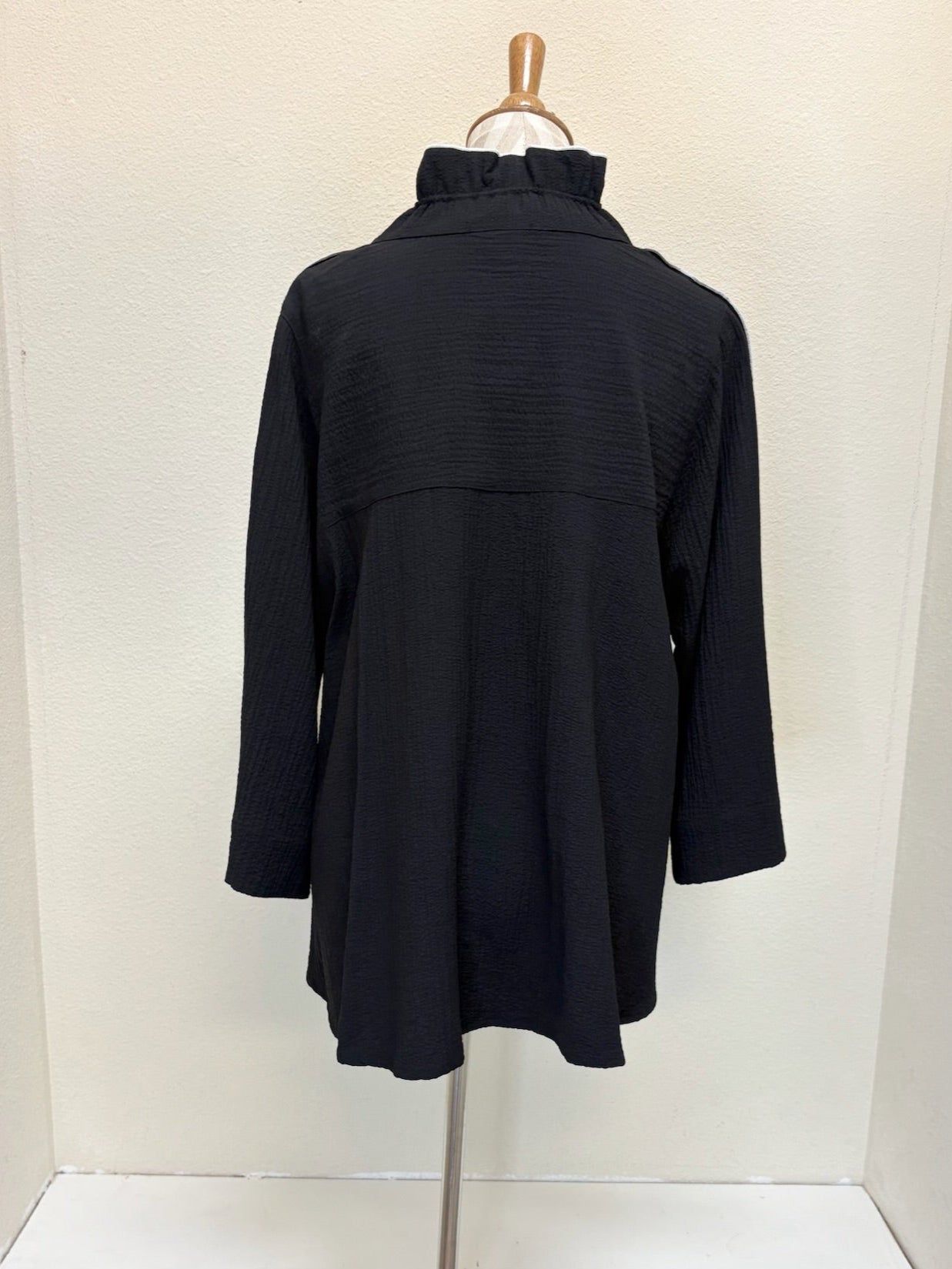 MOONLIGHT Button Down Solid Black With White Trim Jacket - 2694