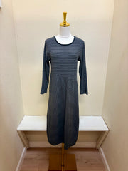 Fenini Long Sleeve Grid Print Round Neck Dress - C47057
