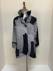MOONLIGHT Button Down Black & White High Collar Top - 3035 PR