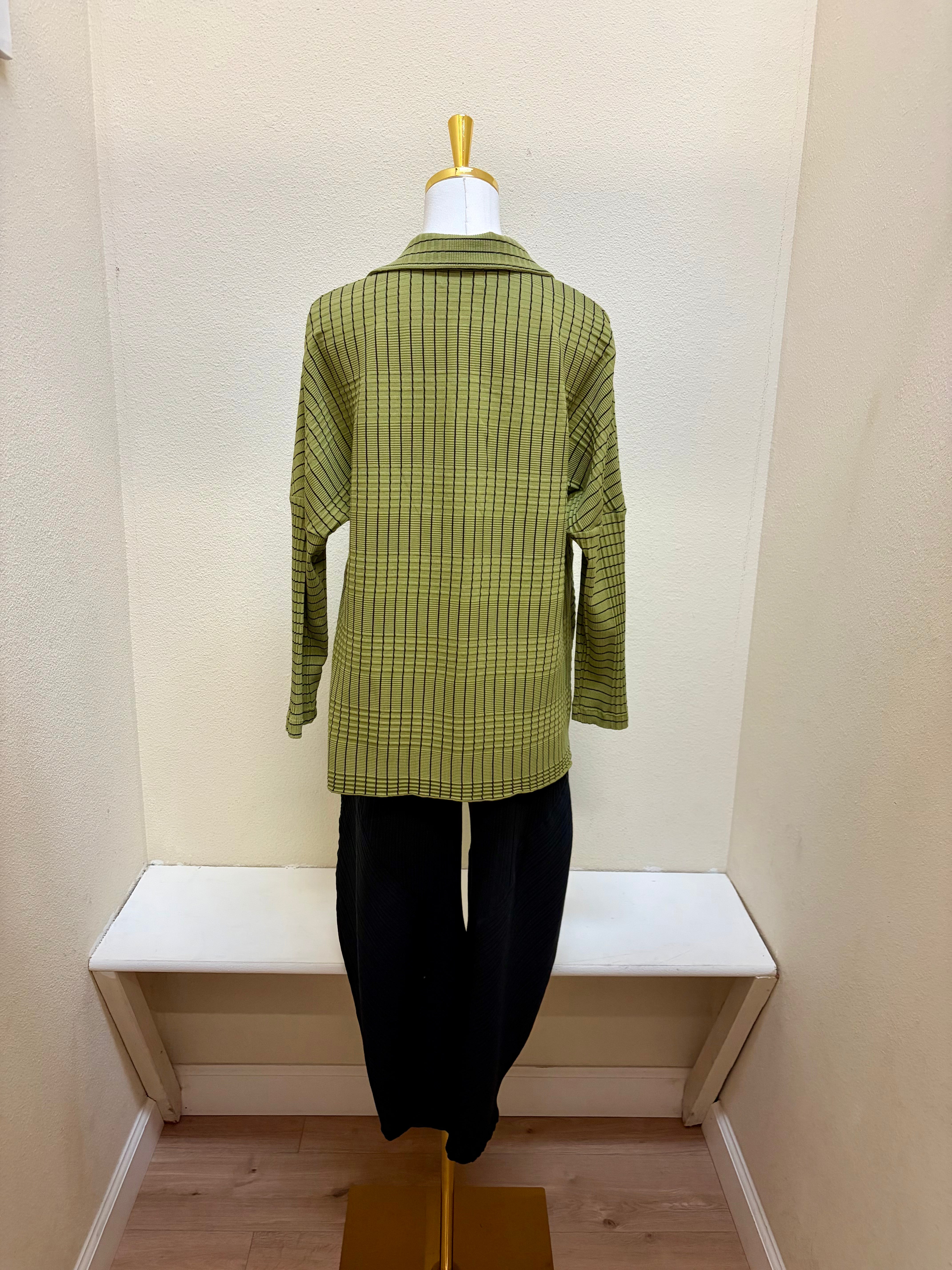 Fenini Striped Button Down Collared Long Sleeve Shirt - C47053