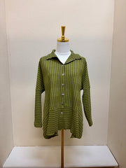 Fenini Striped Button Down Collared Long Sleeve Shirt - C47053