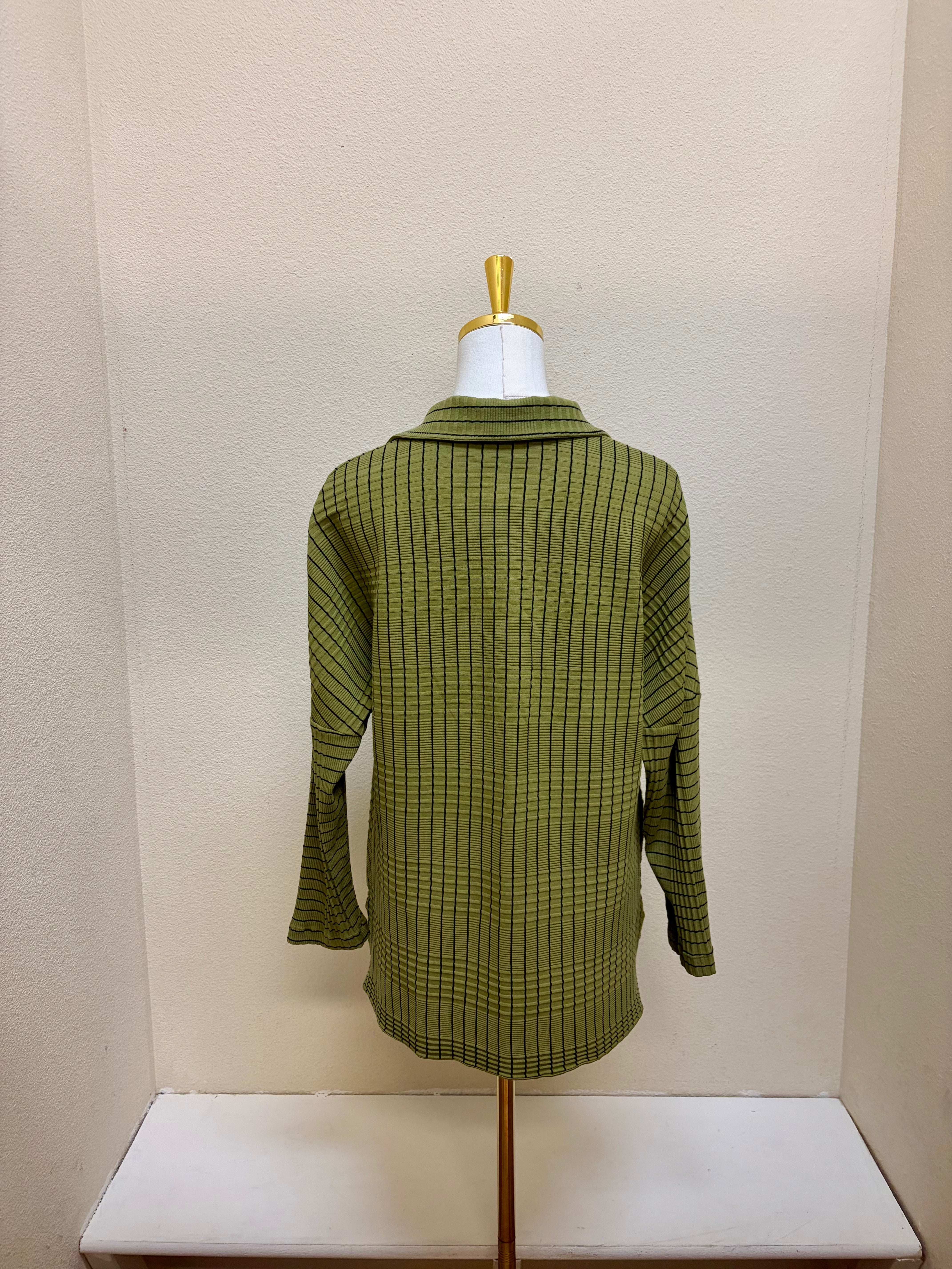 Fenini Striped Button Down Collared Long Sleeve Shirt - C47053