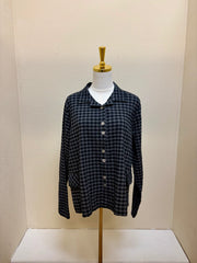 Fenini Checkered Long Sleeve Button Down Collared Shirt w/ Pockets- C47086