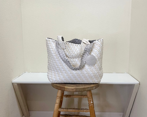 Ilse Jacobsen Reversible Tote - MILK CREME METALLIC/WHITE SUGAR