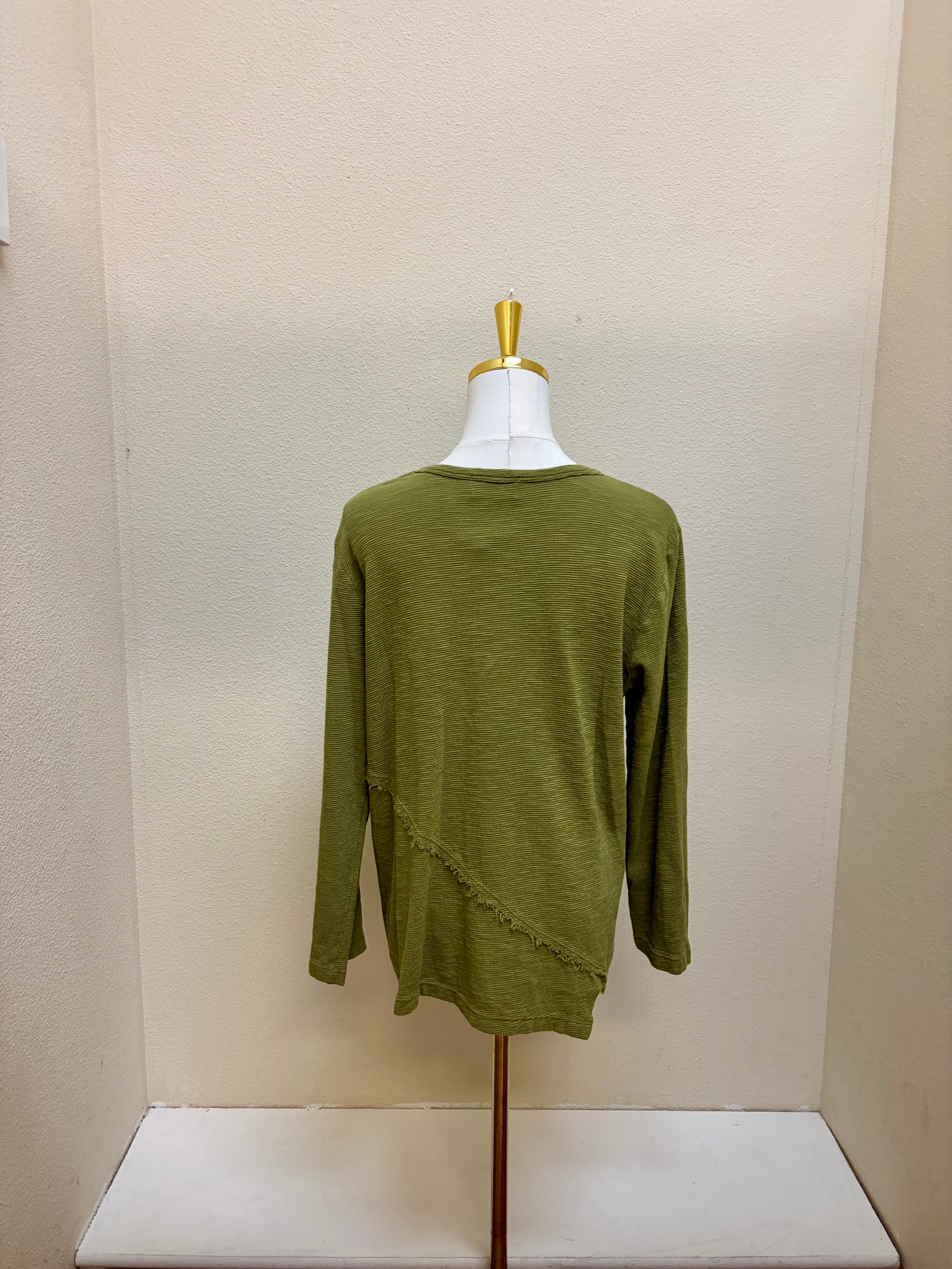 Fenini Avocado Long Sleeve Asymmetric Slub Top - C47073