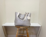 Ilse Jacobsen Reversible Tote - MILK CREME METALLIC/WHITE SUGAR