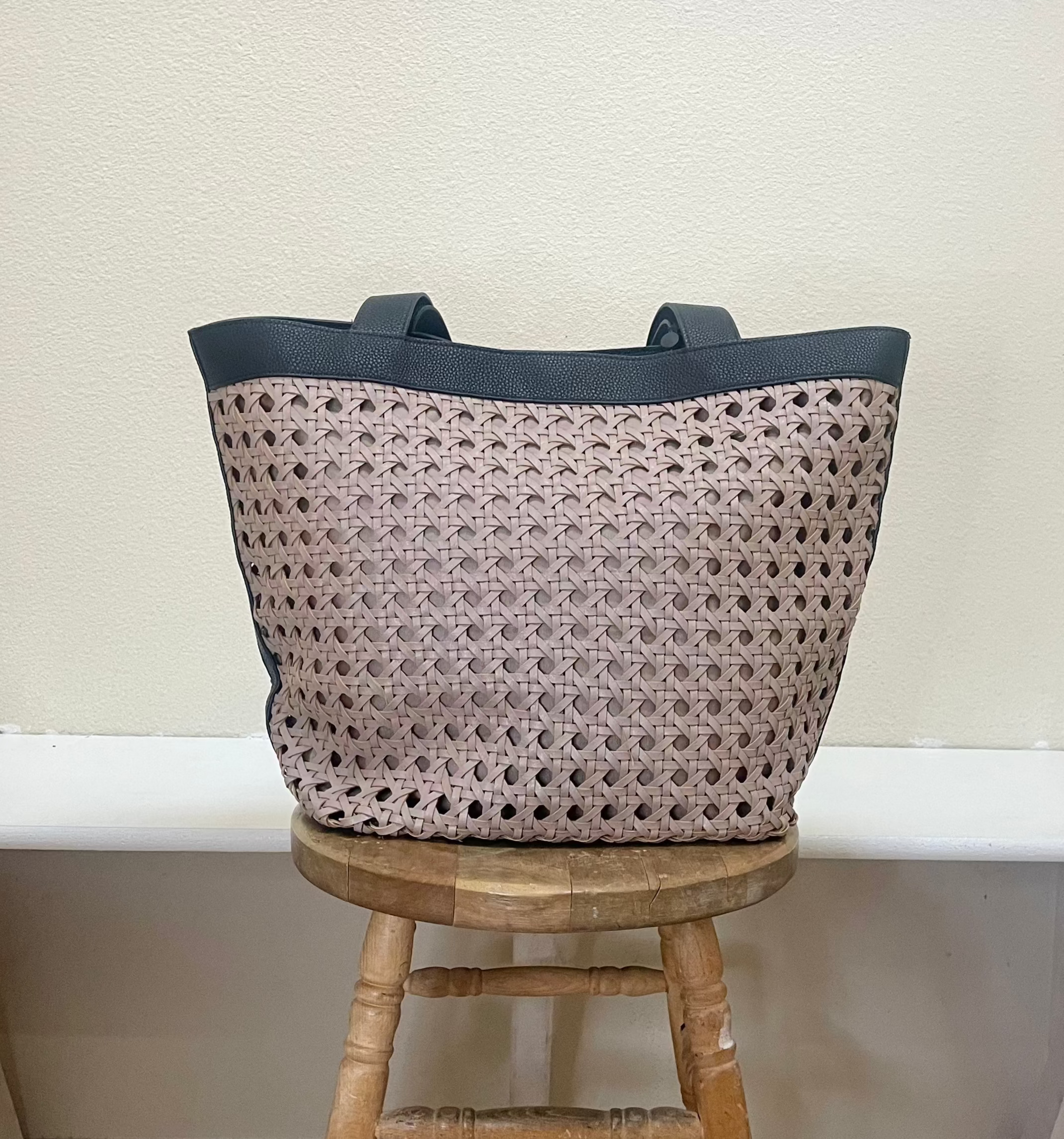 Ilse Jacobsen Braided Shopper Bag - SAND PILE/BLACK