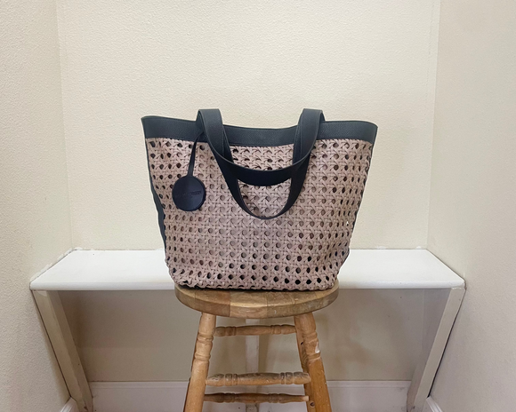 Ilse Jacobsen Braided Shopper Bag - SAND PILE/BLACK