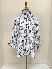 MOONLIGHT Button Down White Swirl Pleated Zip Back Swing Shirt - 2417-PR