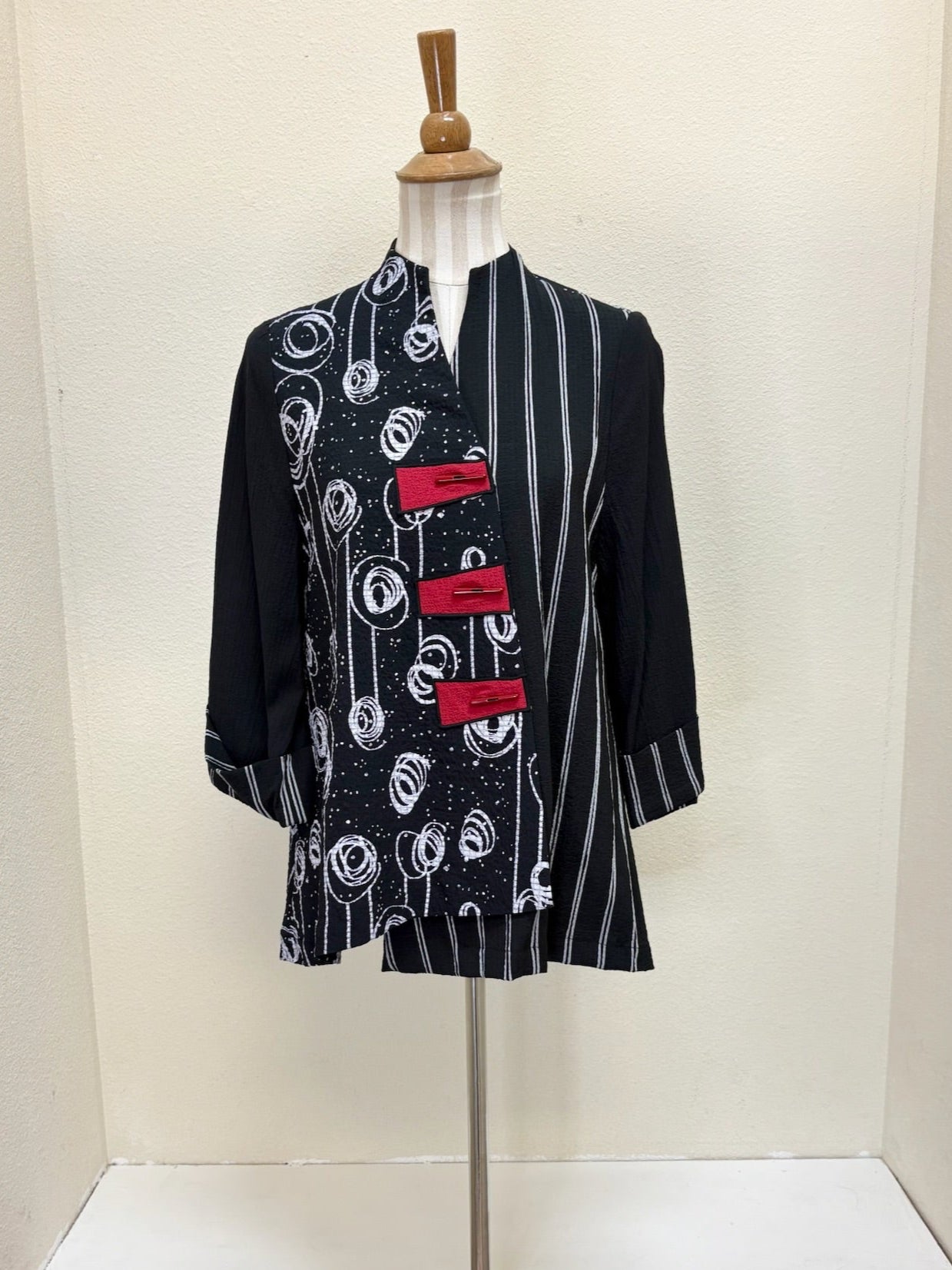 Moonlight by Y&S Swirls And Stripes Asymmetric Jacket - 2550- BLK