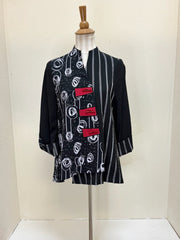 Moonlight by Y&S Swirls And Stripes Asymmetric Jacket - 2550- BLK