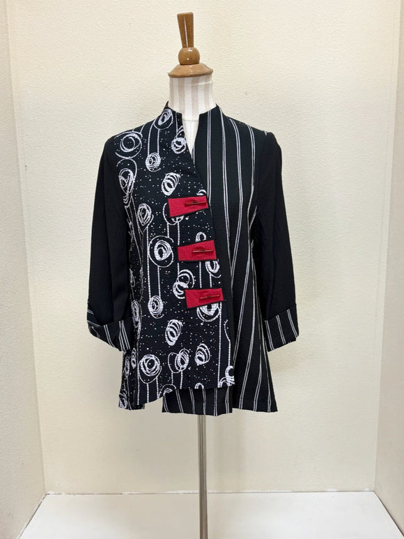 Moonlight by Y&S Swirls And Stripes Asymmetric Jacket - 2550- BLK