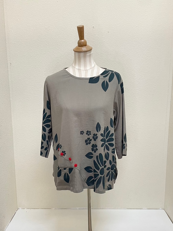 Yasuko Button Blouse - FB-203 - Grey
