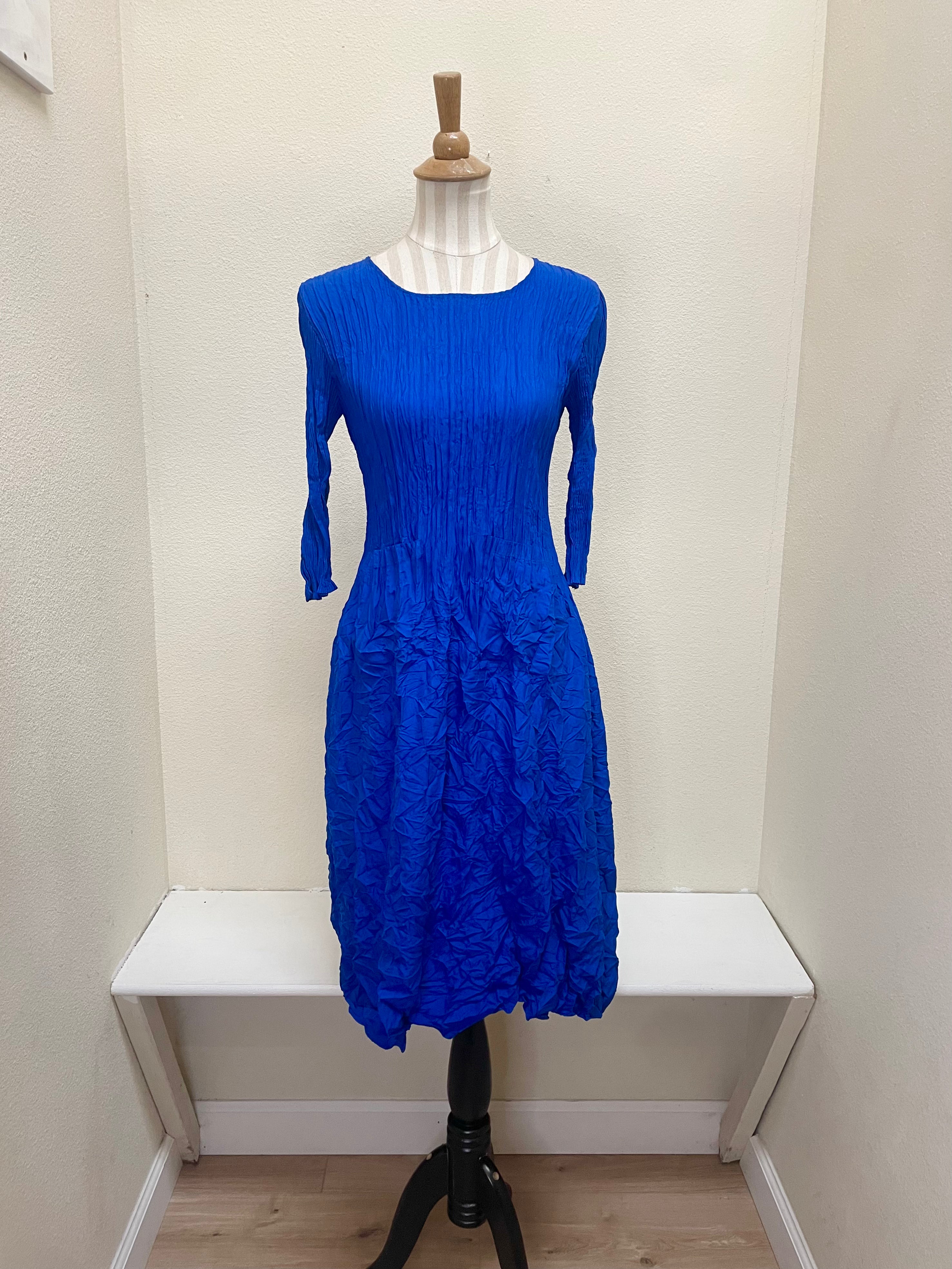 Alquema 3/4 Sleeve Smash Pocket  Dress - ROYAL BLUE