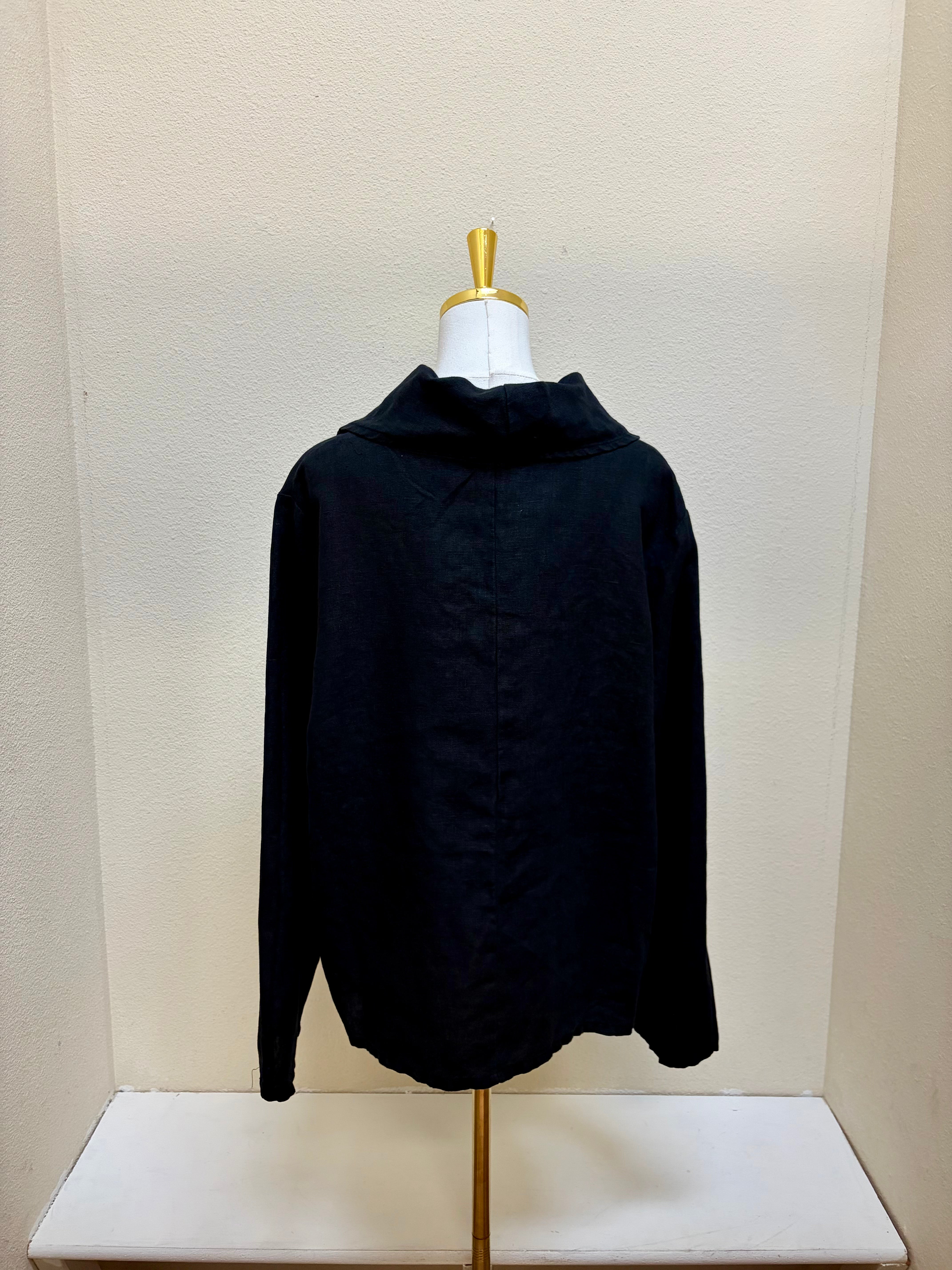 Bryn Walker LONG SLEEVE HEAVY LINEN COWL NECK NOLA SHIRT - 37841 - BLACK
