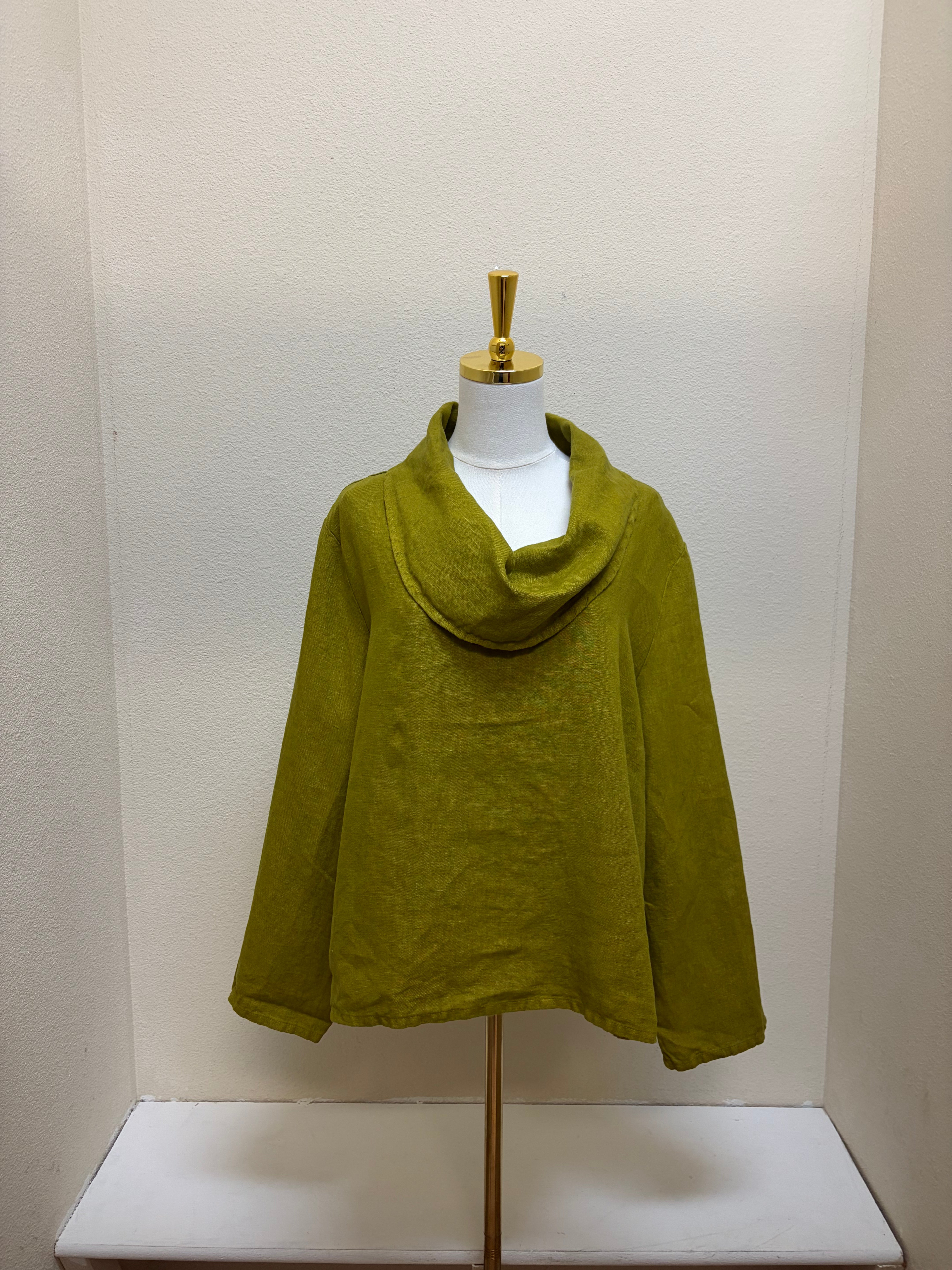 Bryn Walker LONG SLEEVE HEAVY LINEN COWL NECK NOLA SHIRT - 37841 - EGGFRUIT