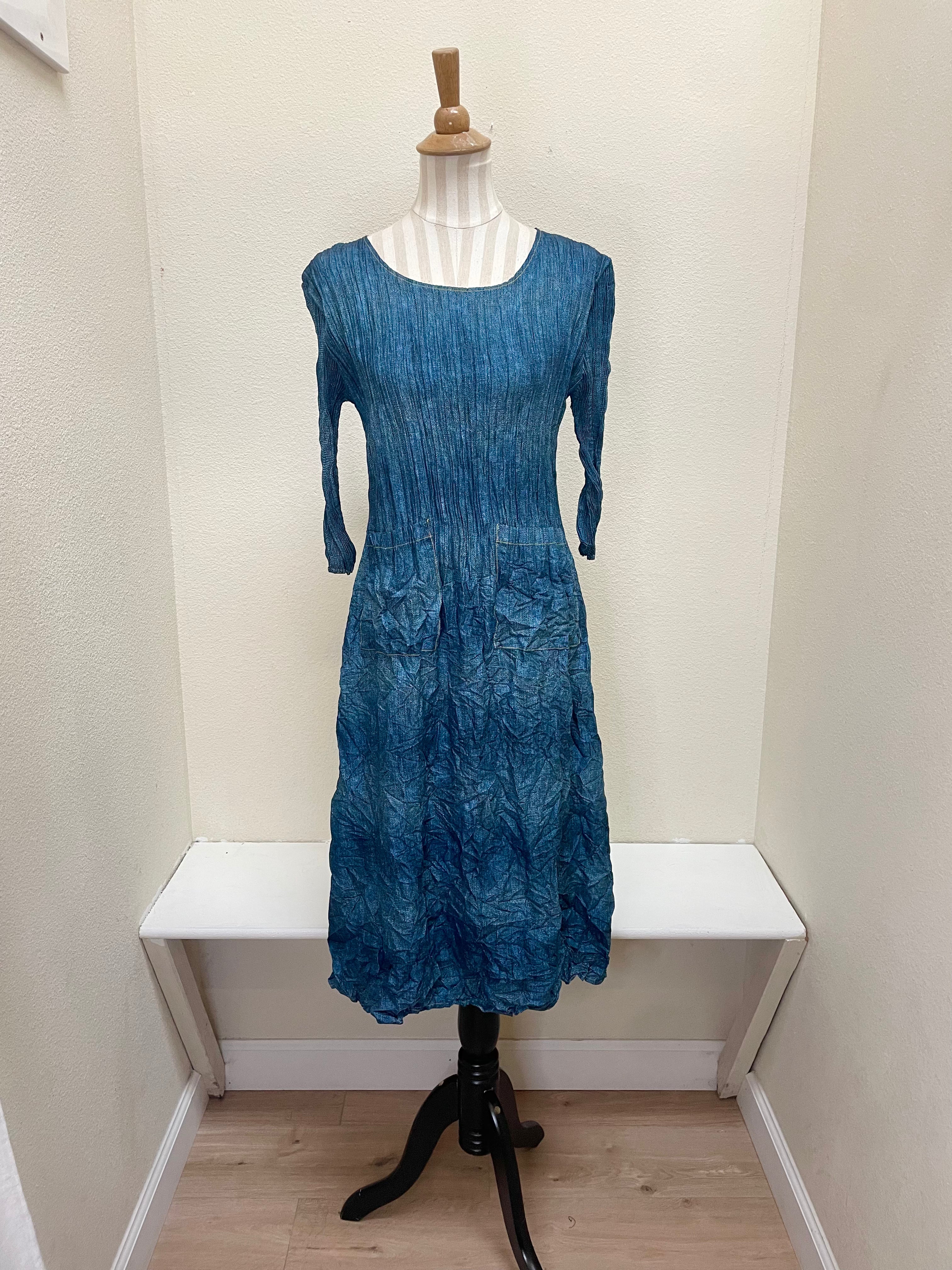 Alquema 3/4 Sleeve Smash Pocket Dress - DENIM