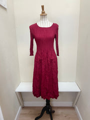 Alquema 3/4 Sleeve Smash Pocket  Dress - RUBY