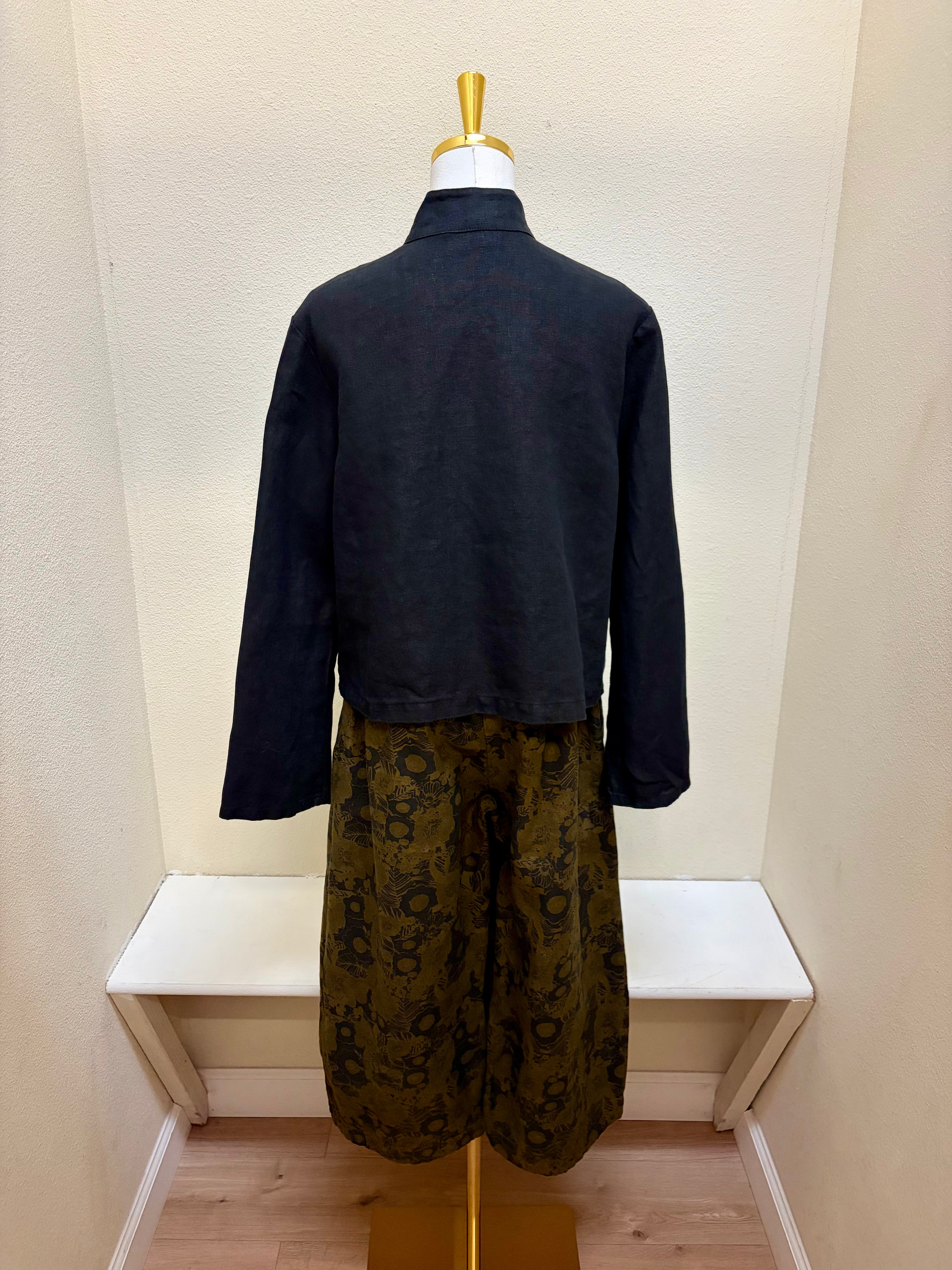 Bryn Walker CASBAH FLORAL PRINT HEAVY LINEN PANT w/ POCKETS - 70741NP - PARTRIDGE