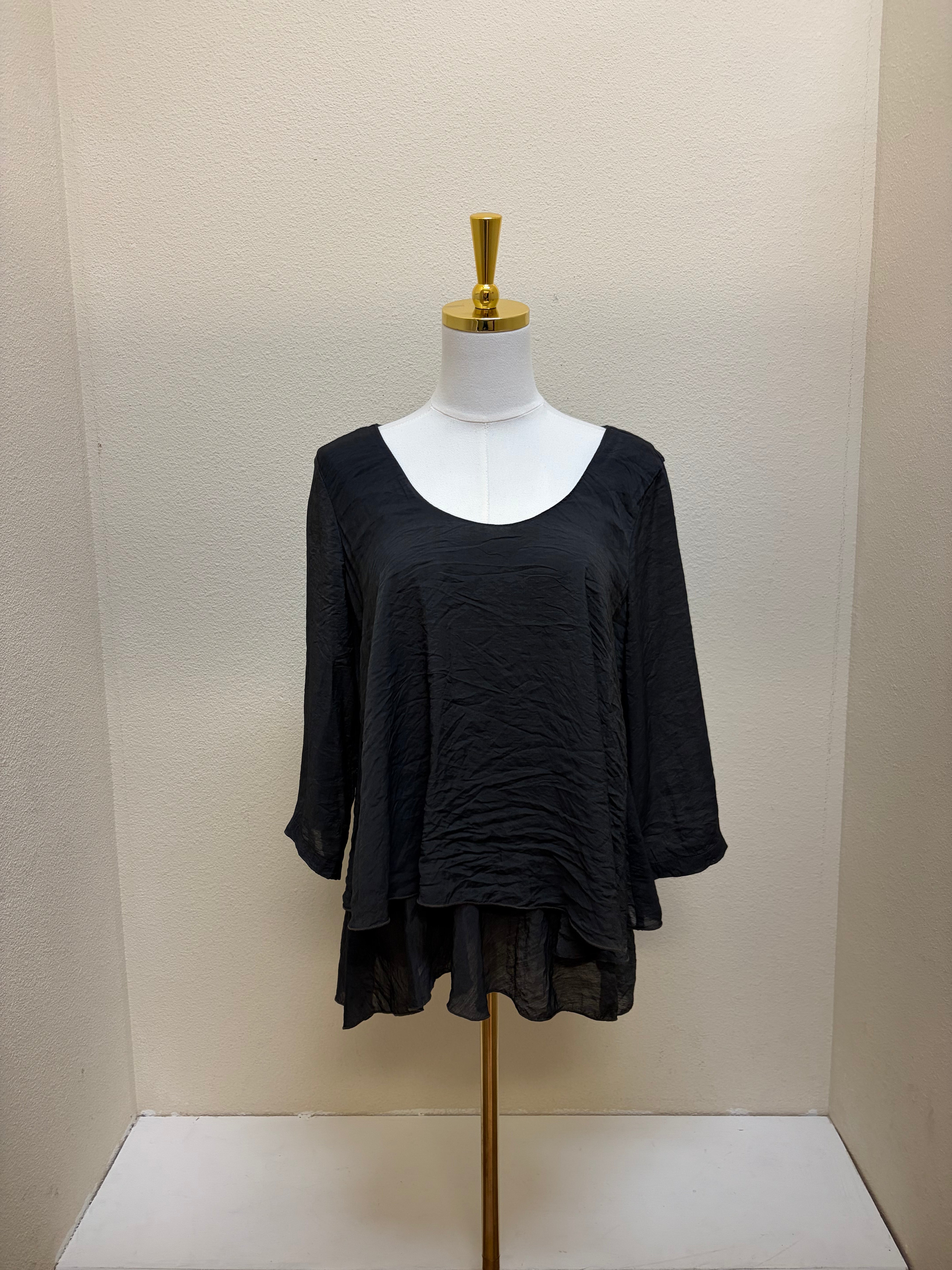 Color Me Cotton CMC Two Tier Ruffle Top - C-9999 - GRAPHITE