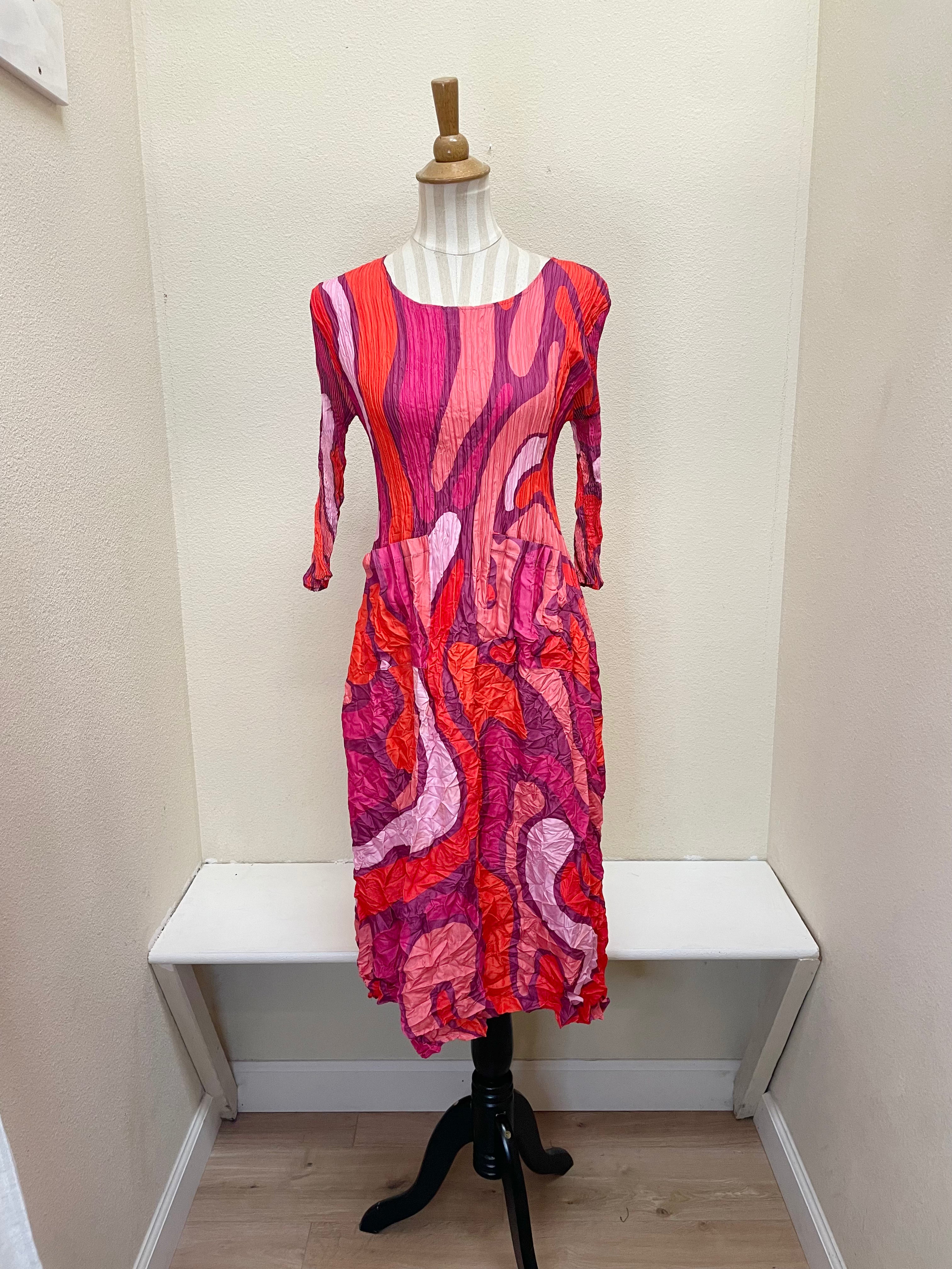 Alquema 3/4 Sleeve Smash Pocket  Dress - SNAKES AND LADDERS