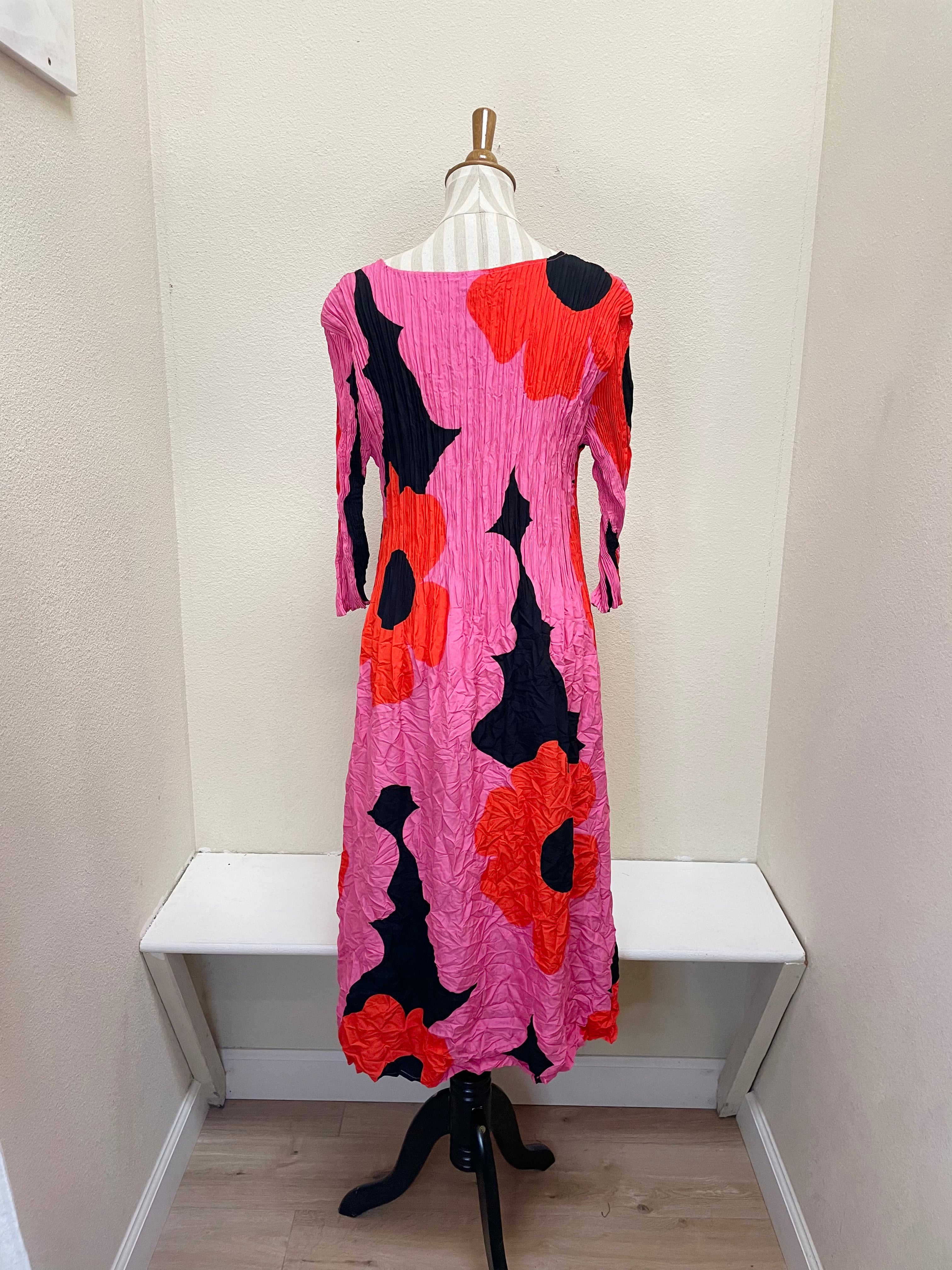 Alquema 3/4 Sleeve  Smash Pocket Dress - PINK WAY