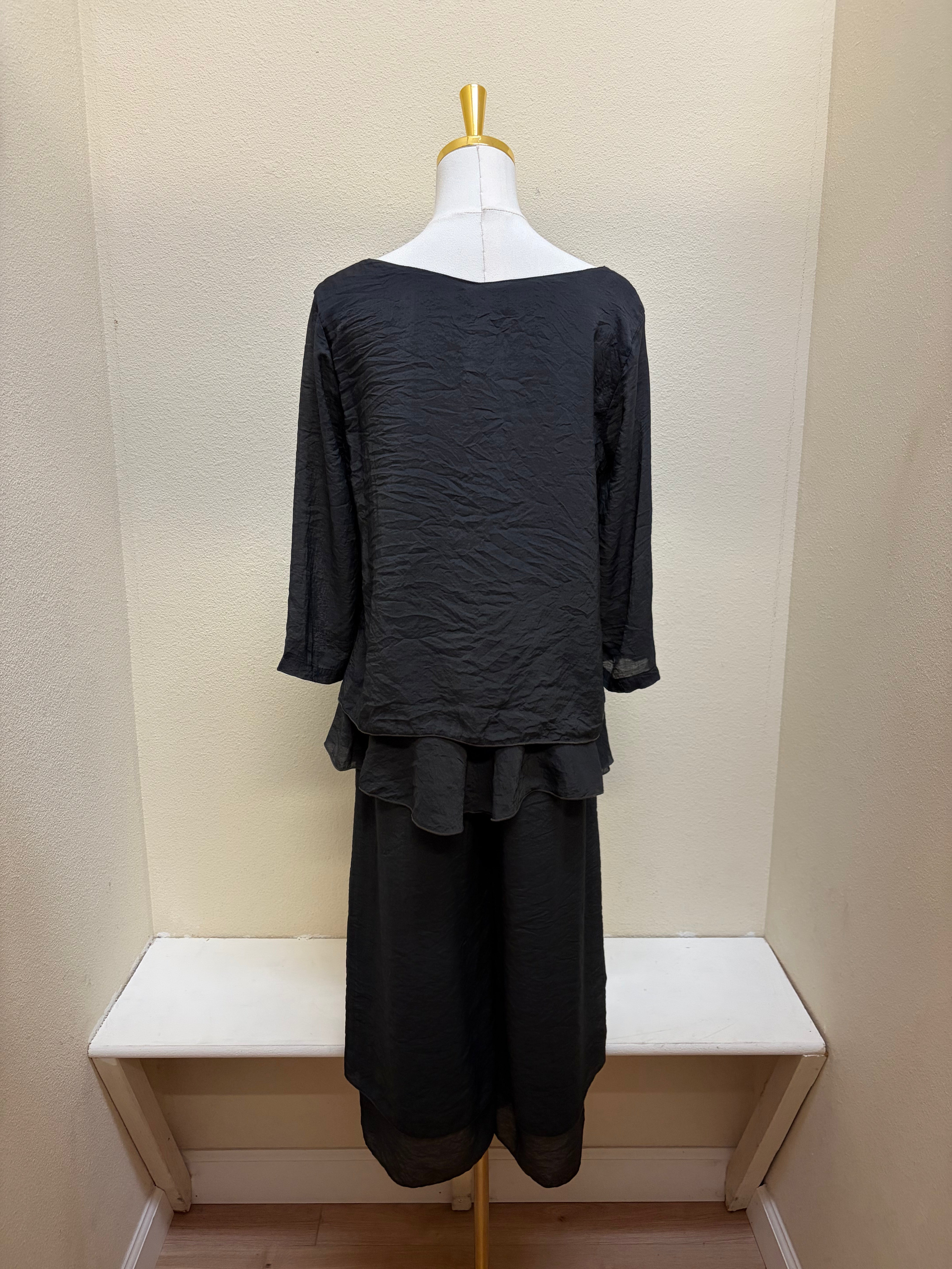 Color Me Cotton CMC Two Tier Ruffle Top - C-9999 - GRAPHITE