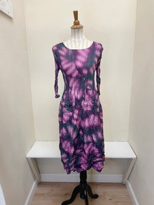 Alquema 3/4 Sleeve Smash Pocket  Dress - PURPLE LEAF