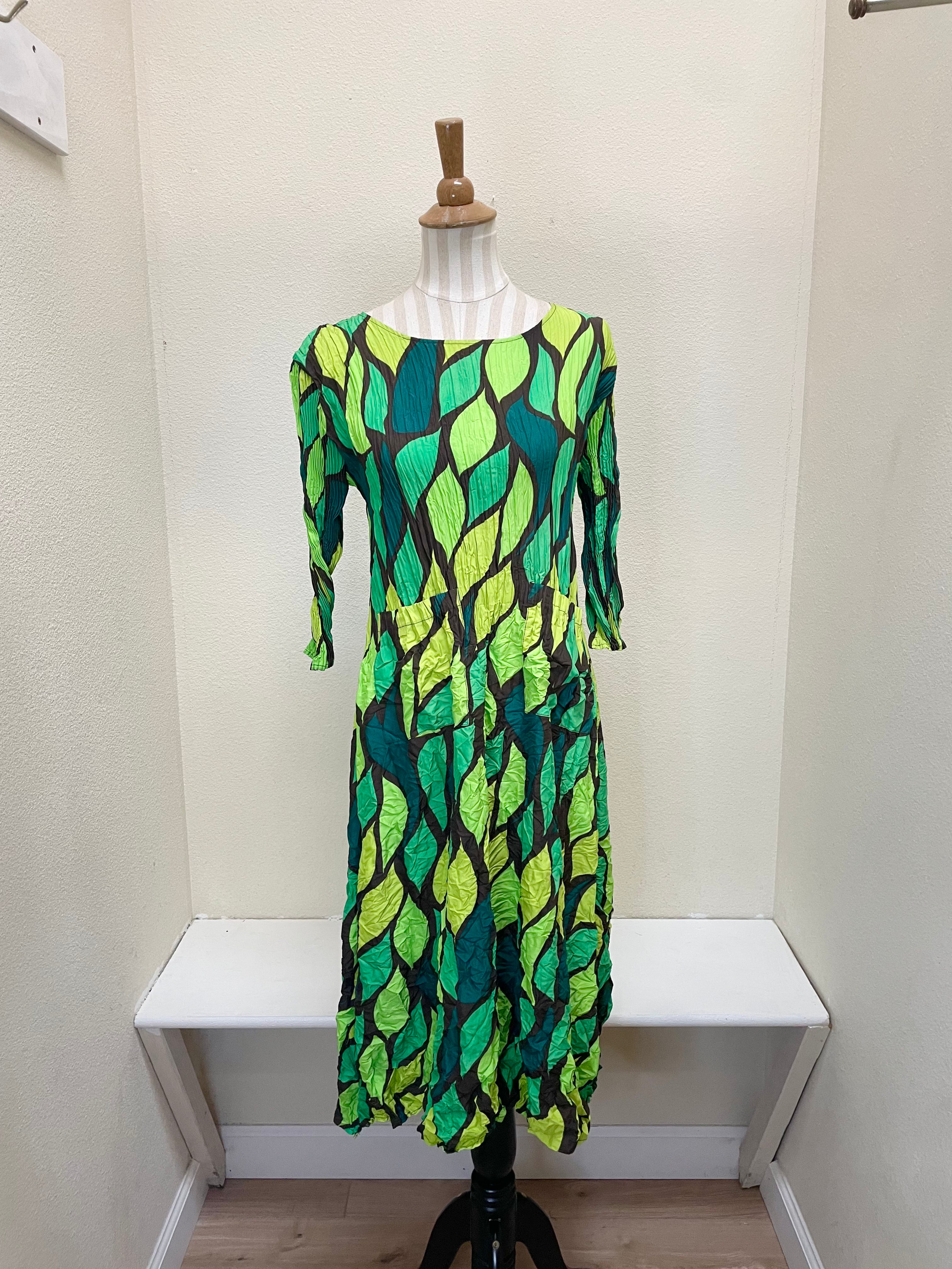 Alquema 3/4 Sleeve Smash Pocket  Dress - JUNGLE