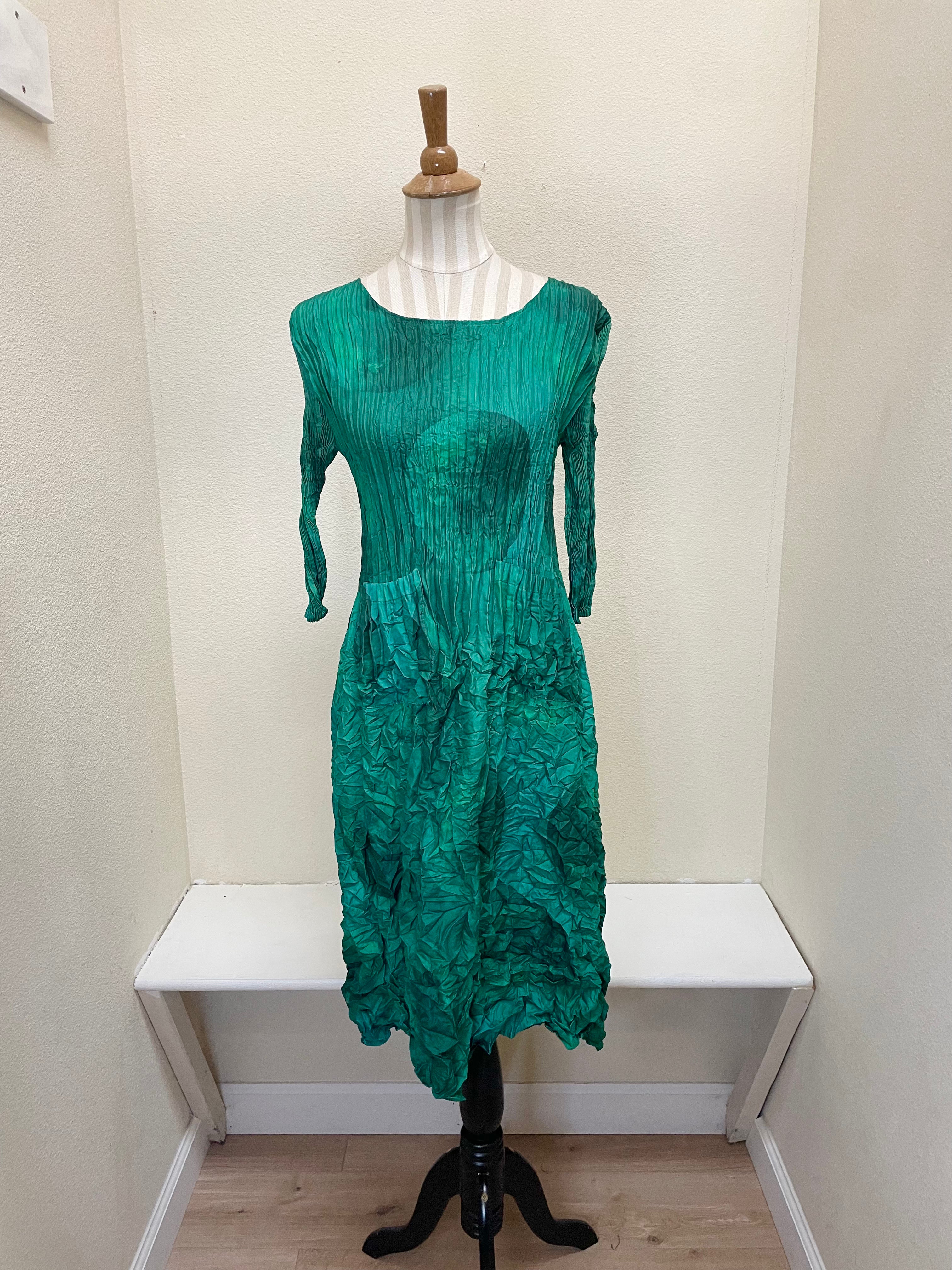 Alquema 3/4 Sleeve Smash Pocket  Dress - EMERALD MOON