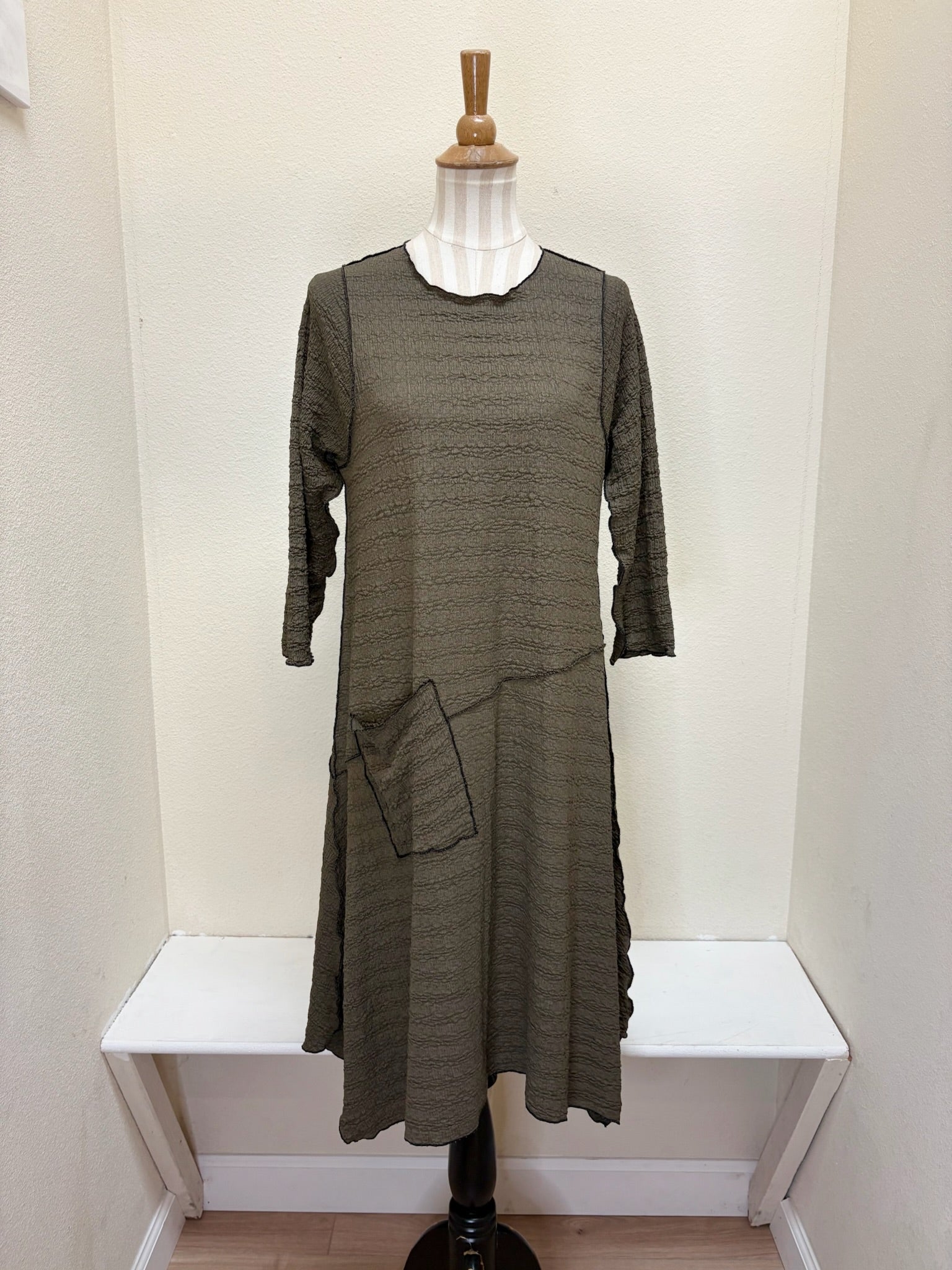 INOAH "Olive" - Solid Lined Dress - XL ONLY