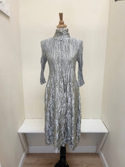 Alquema Metallic Nehru Coat Dress - KOALA CHARCOAL