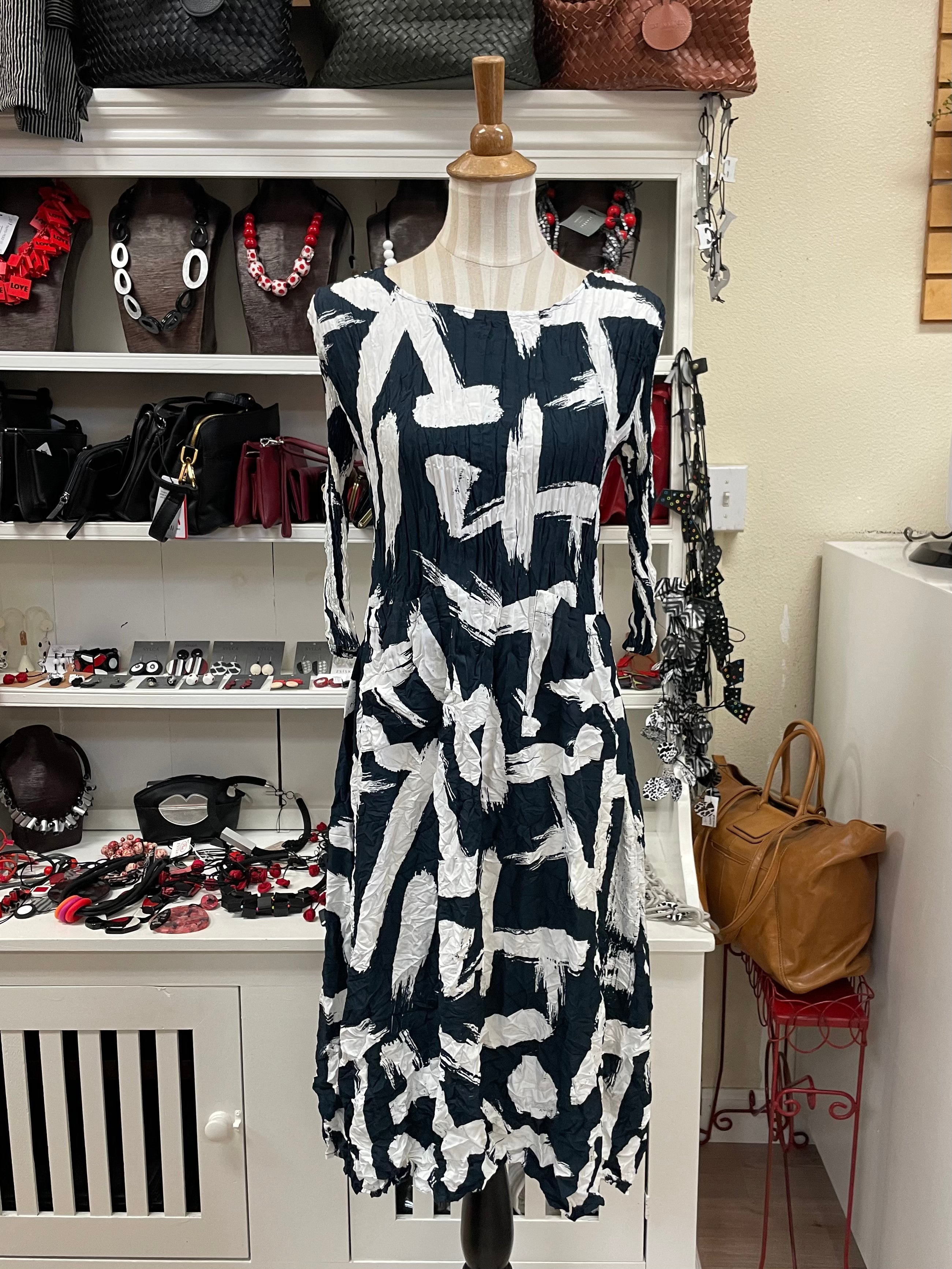 Alquema 3/4 Sleeve Smash Pocket  Dress - INDIGO NOISE