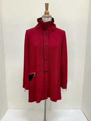 MOONLIGHT High Collar Button Front Pocket Jacket - 9193 - RED
