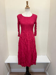 Alquema 3/4 Sleeve Smash Pocket  Dress - RASPBERRY