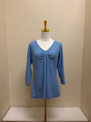 CUT LOOSE - Linen Cotton Jersey 3/4 Sleeve Tucks Front Top - 5017075 - AMALFI