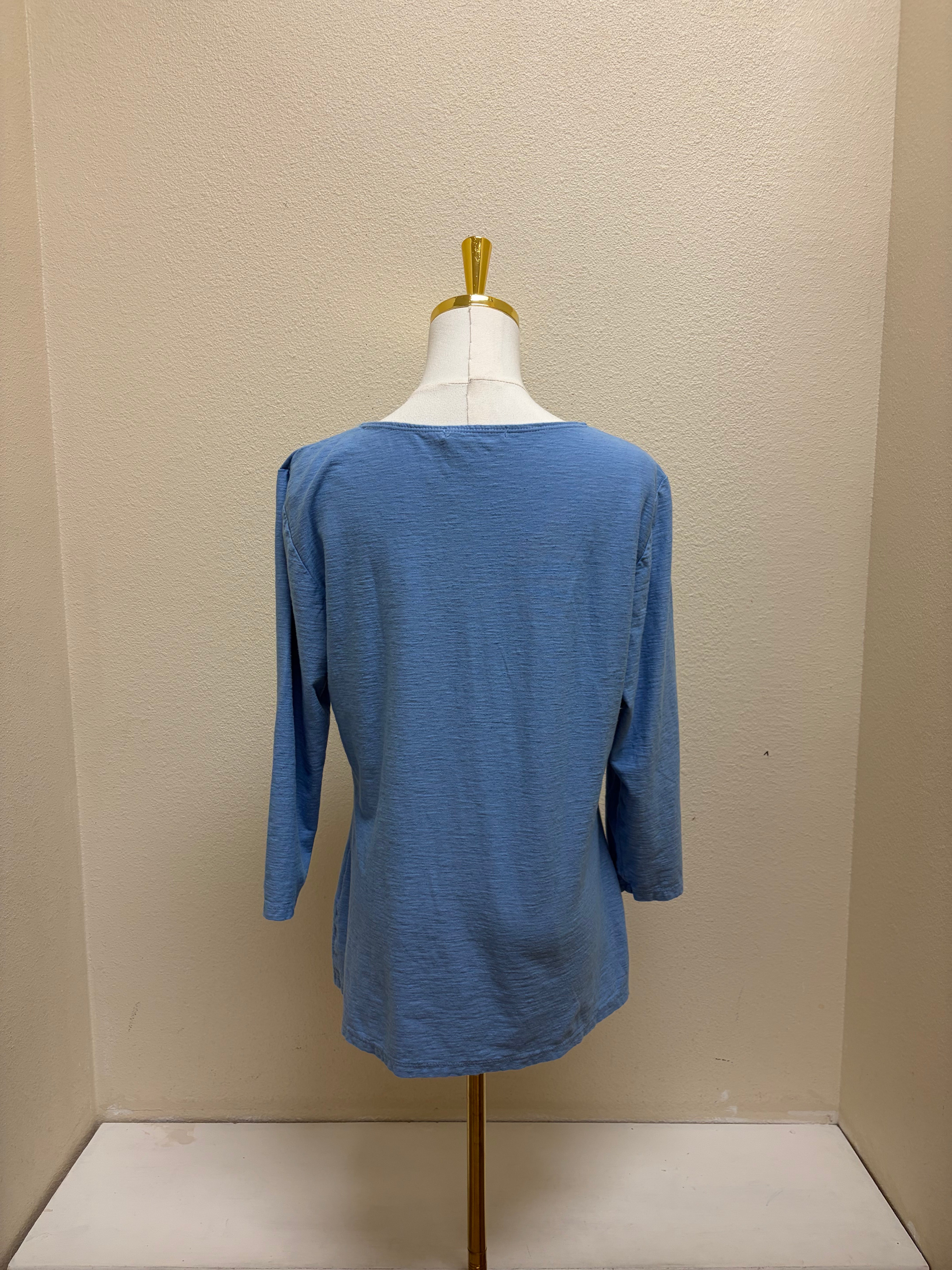 CUT LOOSE - Linen Cotton Jersey 3/4 Sleeve Tucks Front Top - 5017075 - AMALFI