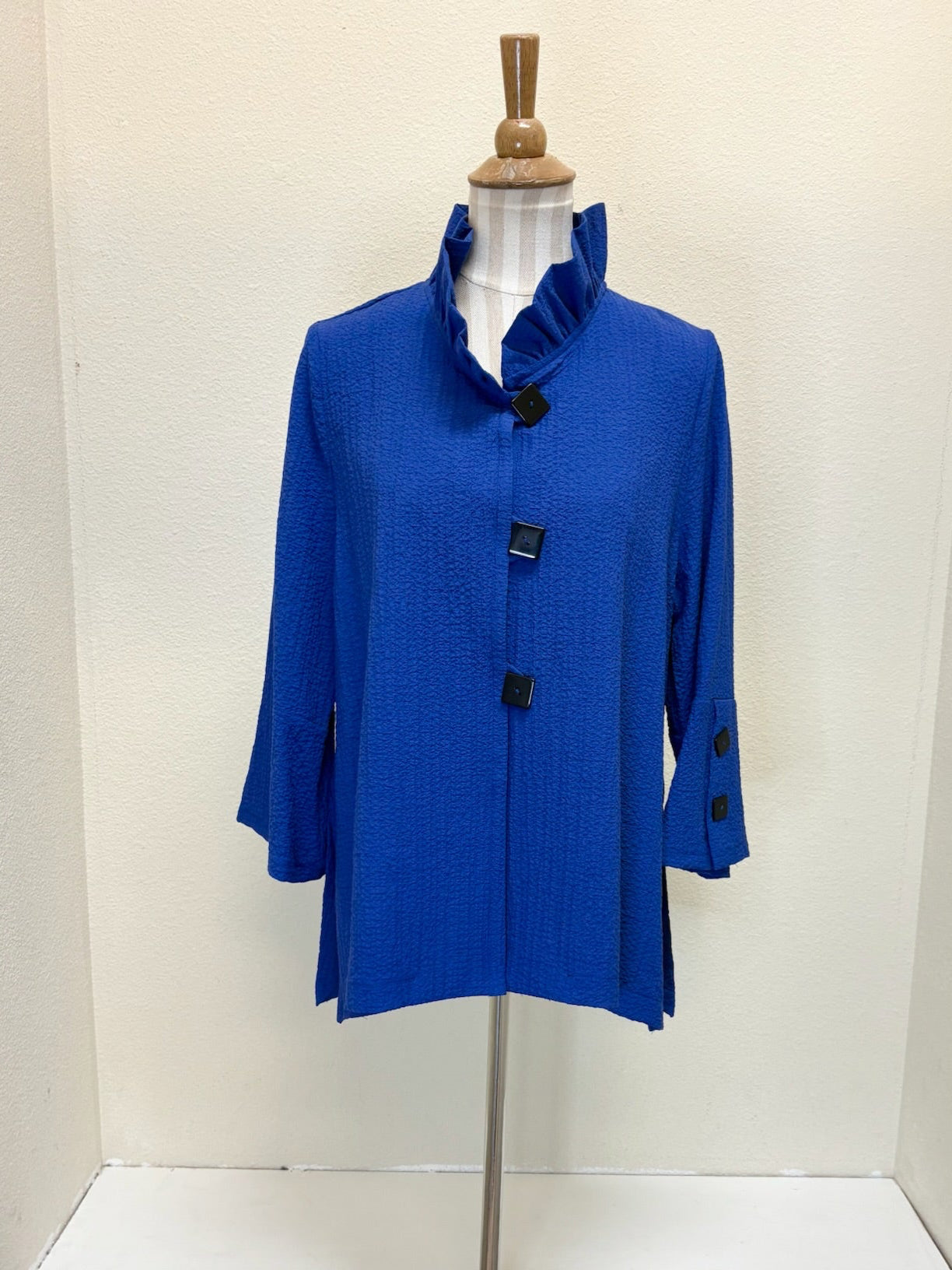 MOONLIGHT Bell Sleeve Ruffle Collar Jacket - 2449 - BLUE
