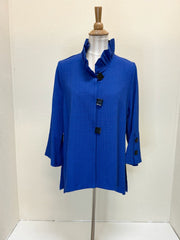 MOONLIGHT Bell Sleeve Ruffle Collar Jacket - 2449 - BLUE