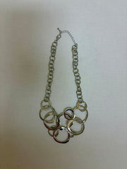 RAIN Silver Overlayed Circles Bib Necklace - N2761S
