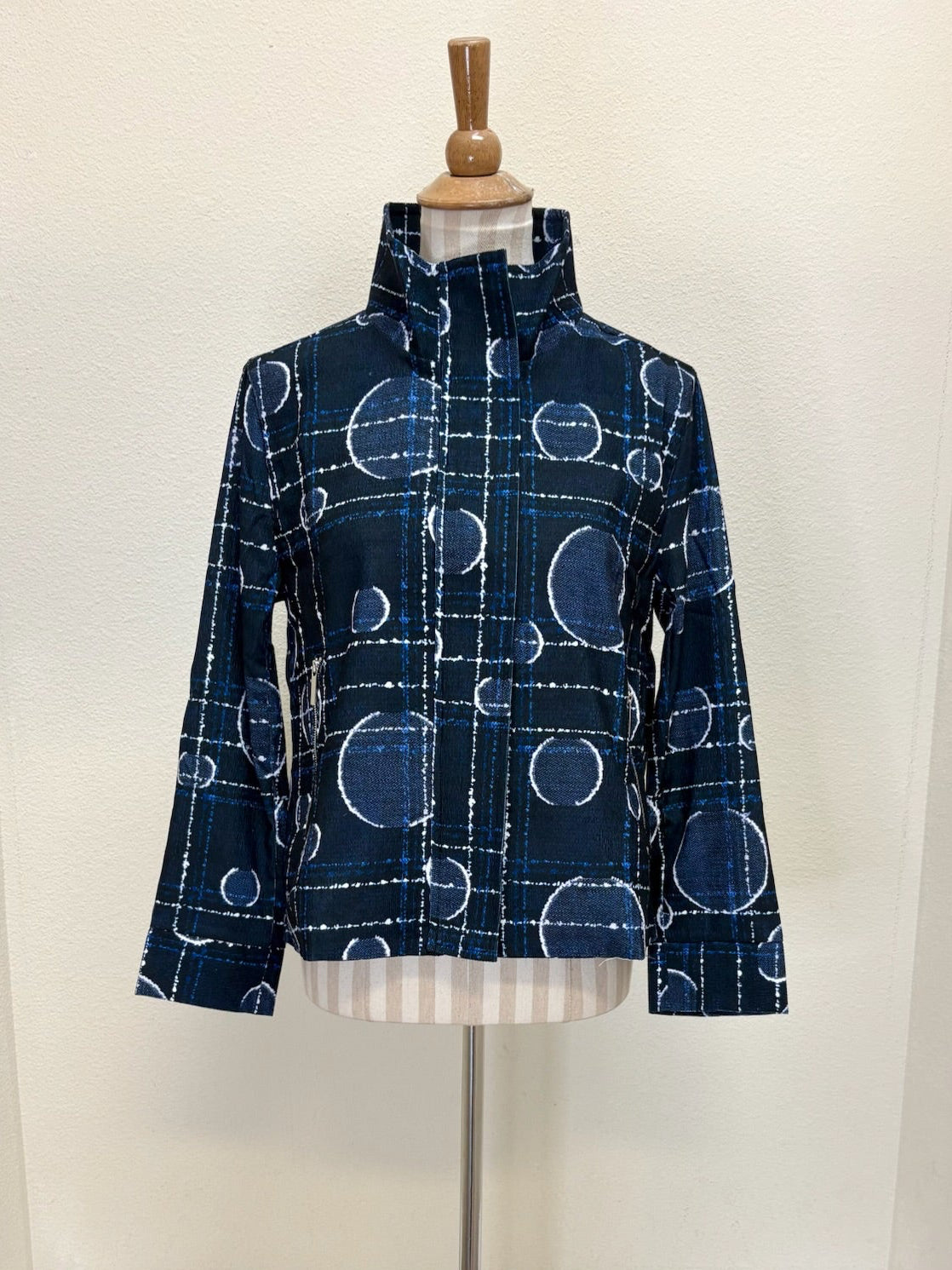DAMEE DOTS & LINES MICRO-CORD BIKER JKT - 5019-NVY