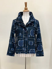 DAMEE DOTS & LINES MICRO-CORD BIKER JKT - 5019-NVY