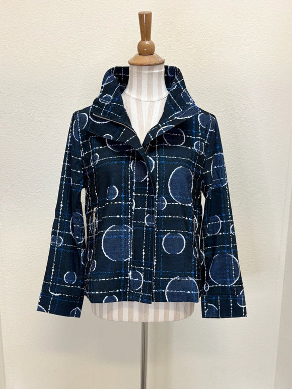 DAMEE DOTS & LINES MICRO-CORD BIKER JKT - 5019-NVY