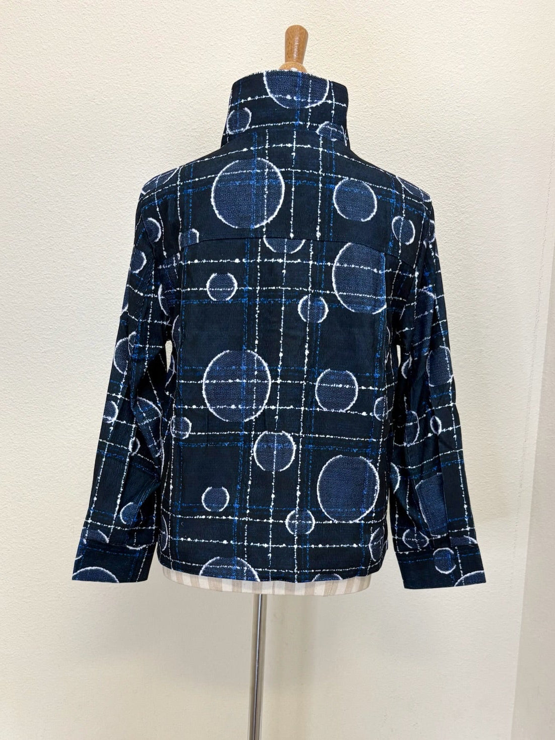 DAMEE DOTS & LINES MICRO-CORD BIKER JKT - 5019-NVY