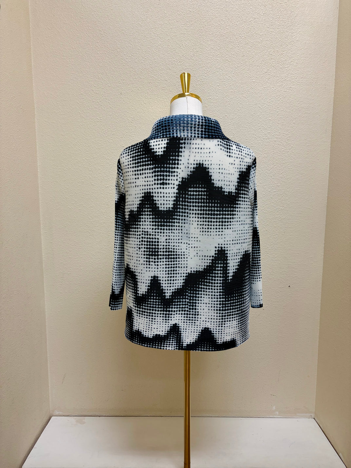 Vanite Couture Button Front Abstract Dot Pattern Jacket - 88517 - WHITE/BLACK