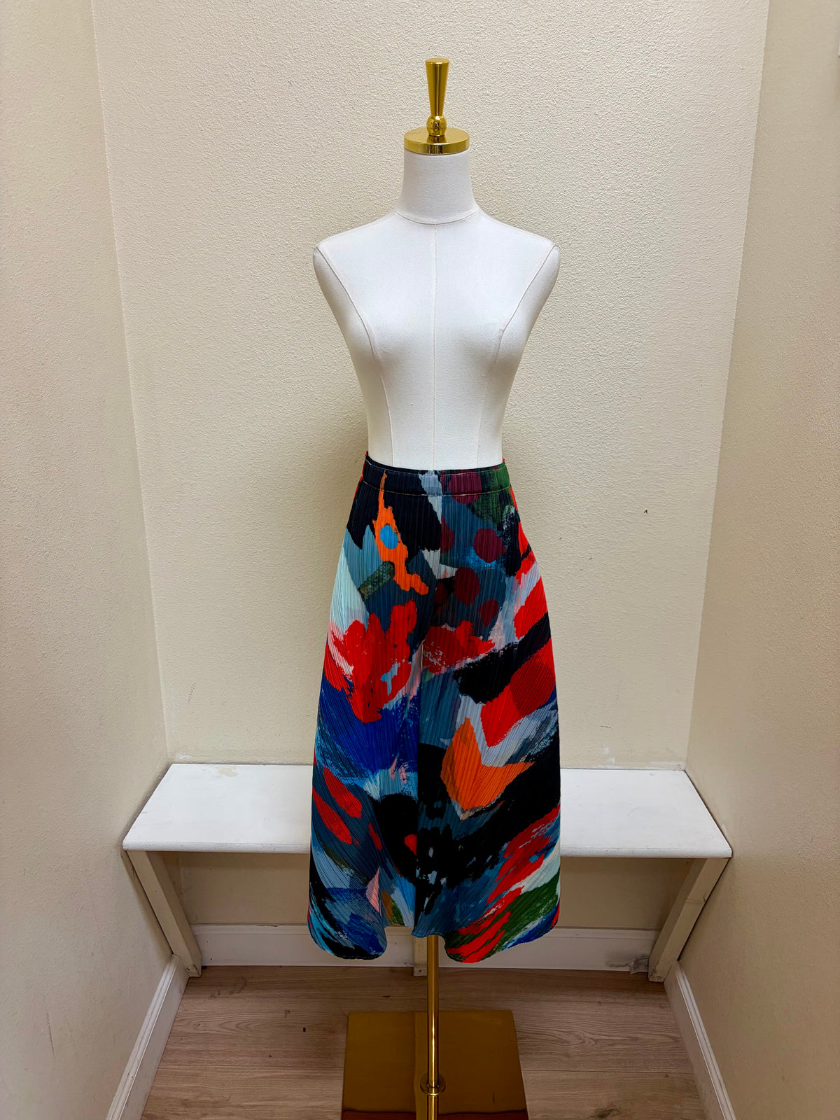 Vanite Couture Pleated Multicolor Artistic Wide Leg Pants - 88635 - RED ABSTRACT