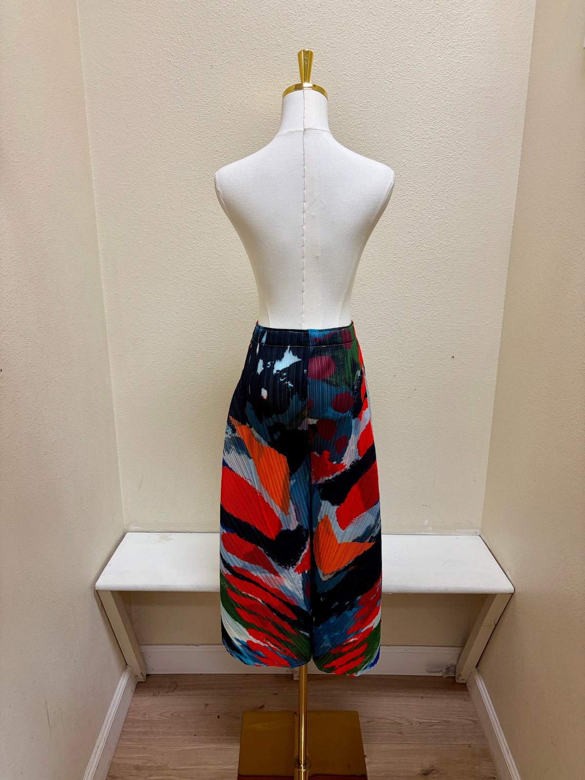 Vanite Couture Pleated Multicolor Artistic Wide Leg Pants - 88635 - RED ABSTRACT